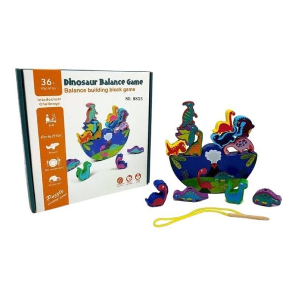 Wooden Dinosaur Stacking Toy – Montessori Motor Skills Game for Kids 3+