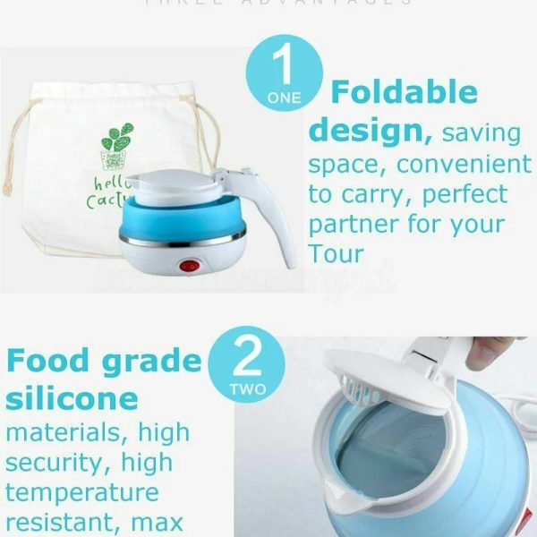 "600ml Foldable Electric Kettle – Fast Boil Travel Kettle (Silicone)"