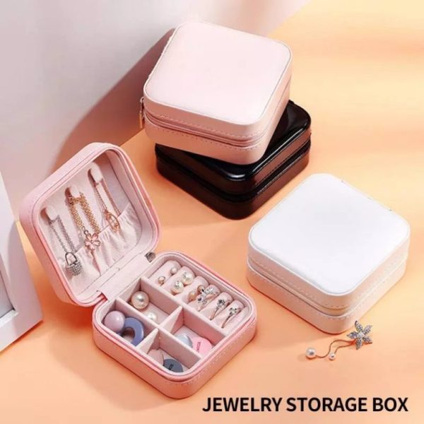 Compact Travel Jewelry Organizer Box – Leather Zip Case