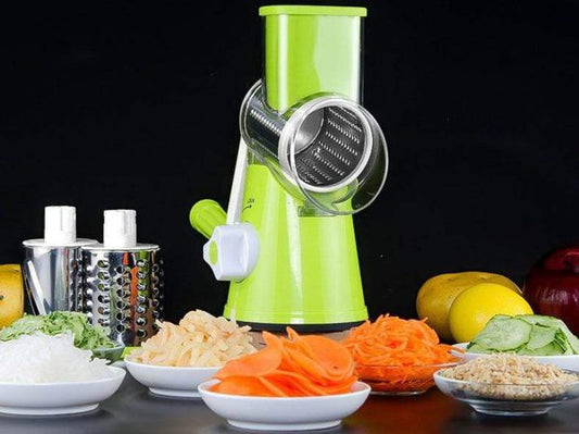 3-in-1 Drum Grater – Vegetable Slicer, Cheese Shredder & Cutter