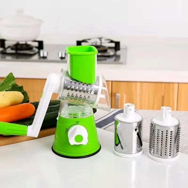 3-in-1 Drum Grater – Vegetable Slicer, Cheese Shredder & Cutter