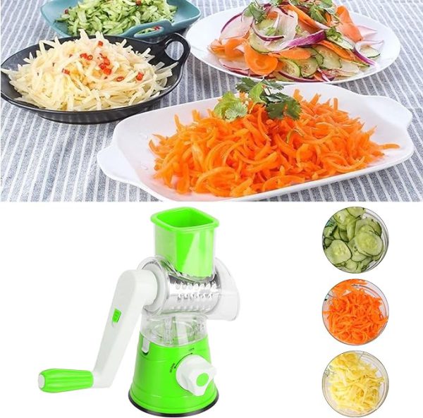 3-in-1 Drum Grater – Vegetable Slicer, Cheese Shredder & Cutter